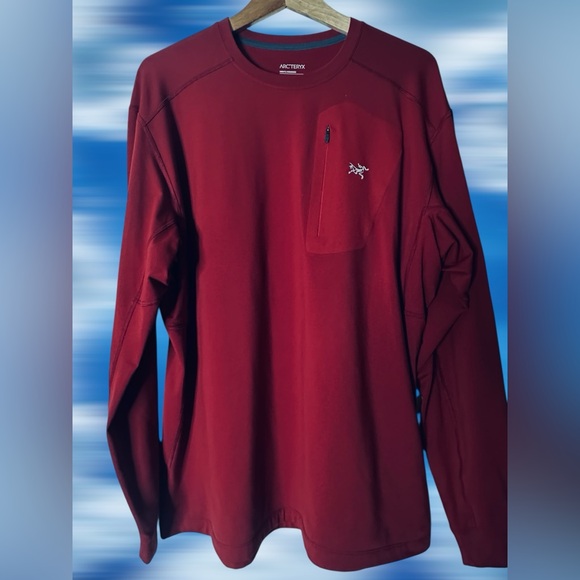 ARCTERYX MENS XL RHO LT CREW NECK BASELAYER RED. MOISTURE WICKING NEVER WORN - Picture 6 of 15